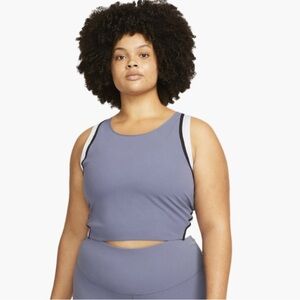 NIKE YOGA Crop Tank Top Plus Sz 2X Blue Black Colorblock Racerback Athletic
Gym